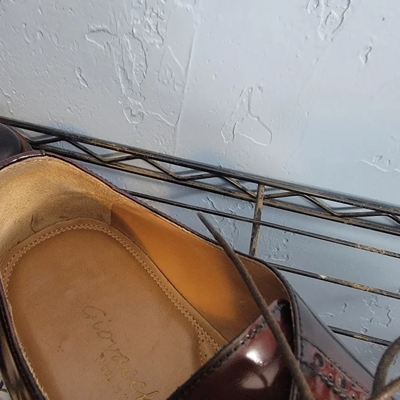 Giovacchini Cognac Wingtip Derby Dress Shoes Handmade Italy 10.5 display picture 1